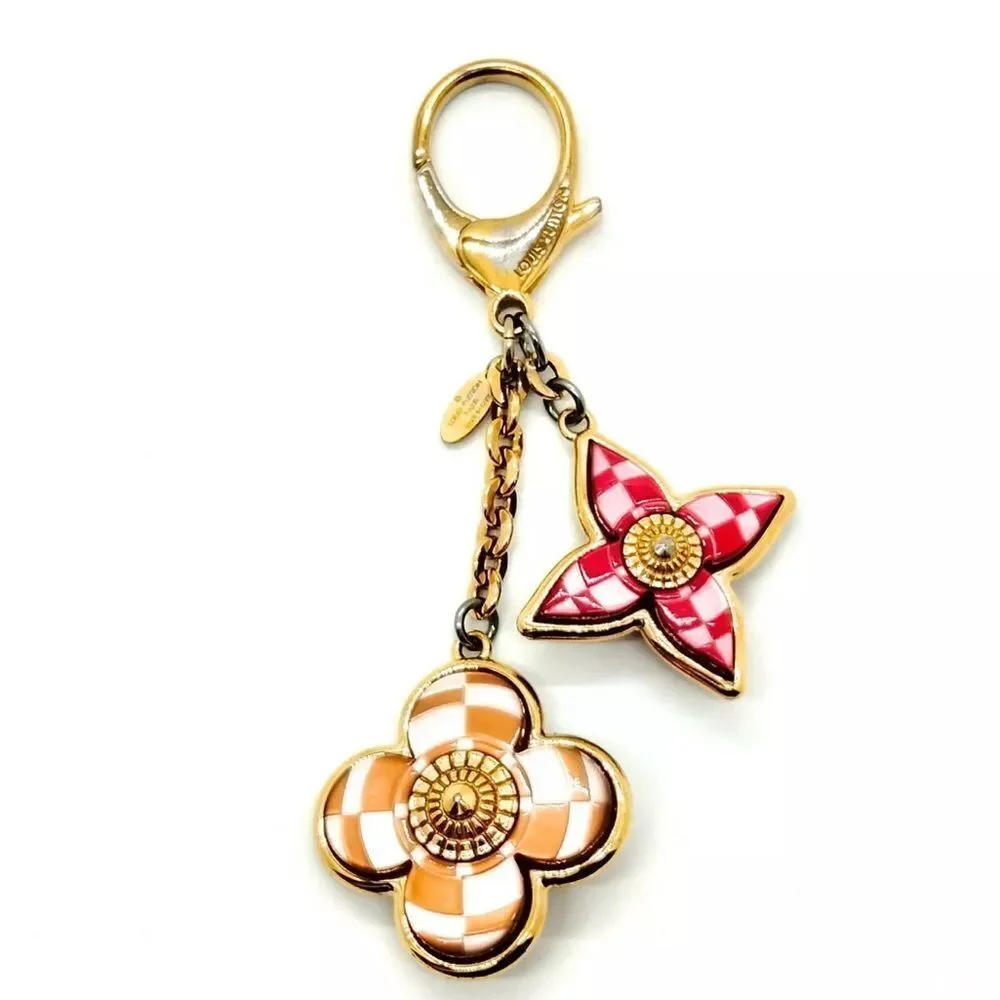 100% Auth Louis Vuitton LV Metal Resin Mosaique Bag Charm Rouge Fauviste